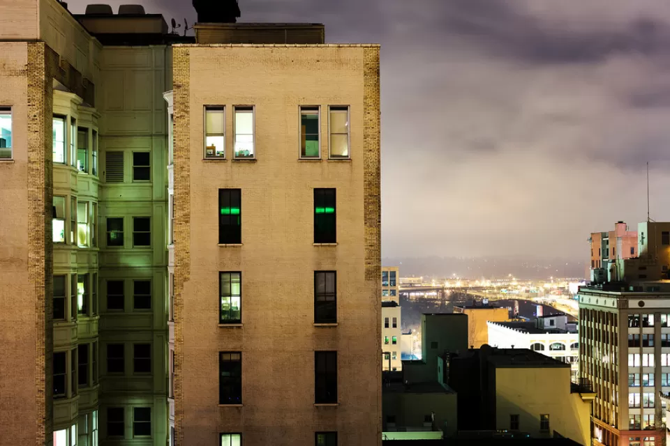 Portland skyline from the Benson Hotel
